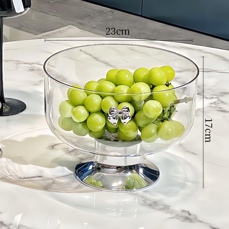 Elegant High-Footed Transparent Fruit Bowl - Large Capacity, Perfect for Living Room Snacks and Candies