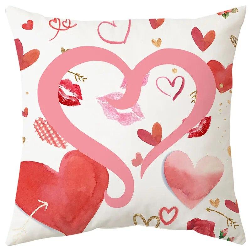 Rosa Valentinstag Druckmuster Sofakissenbezug Kissenbezug Heimparty Auto Bettwäsche