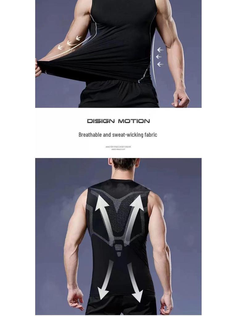 Men's Quick-Dry Sleeveless Compression Tank for Fitness and Basketball
