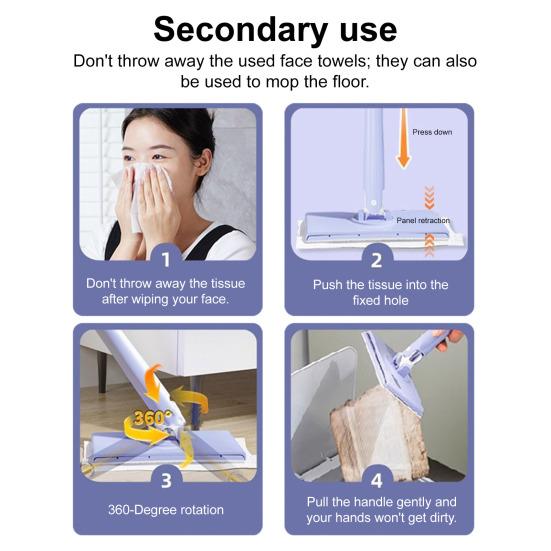 Small Mop Instant Cleaner Mini Mop with 360 Degree Rotating Head Hands Free Push Pull Handle Walls Windows Quick Cleaning Tool