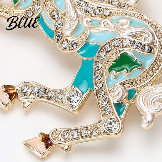 Elegant Horse Accessory Colorful Brooch Rhinestone Encrusted Alloy Lapel Pin