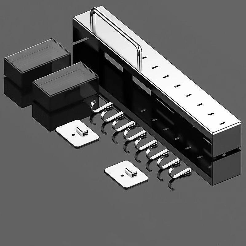 Stainless Steel Knife Holder Kitchen Knife Rack Punch Free Multifunctional Kitchen Knife Chopsticks Storage Rack Wall Mounted Knife Rack