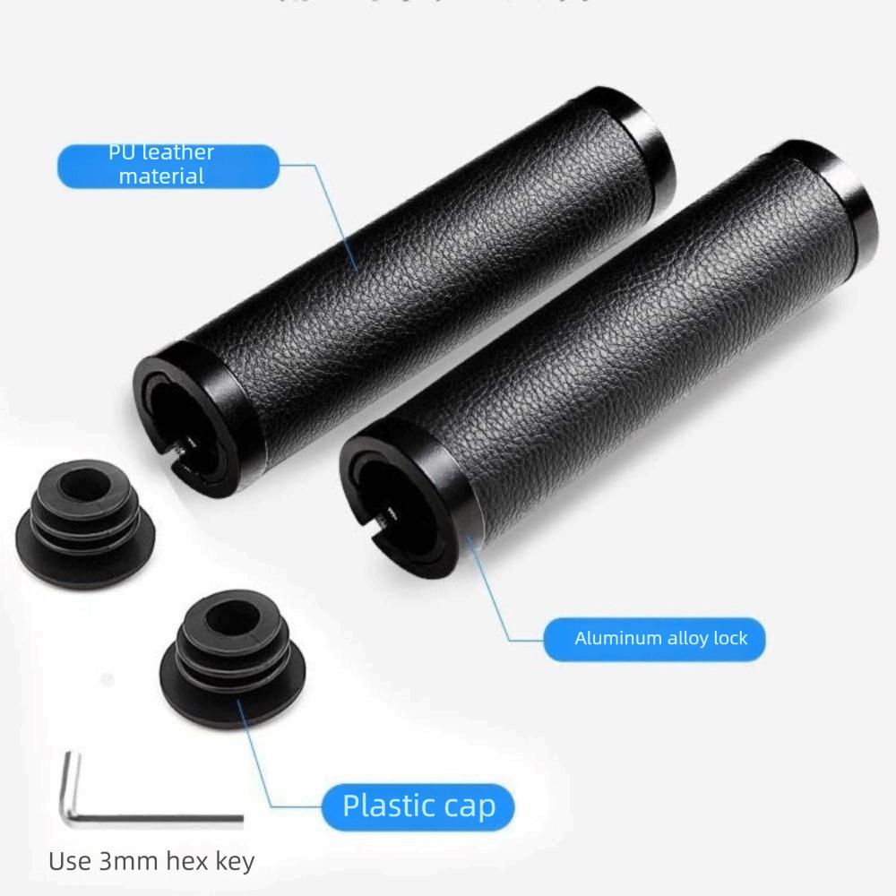 Easy to Install Bike Leather Handle Cover Shock-absorbing Bike Cowhide Grip MTB