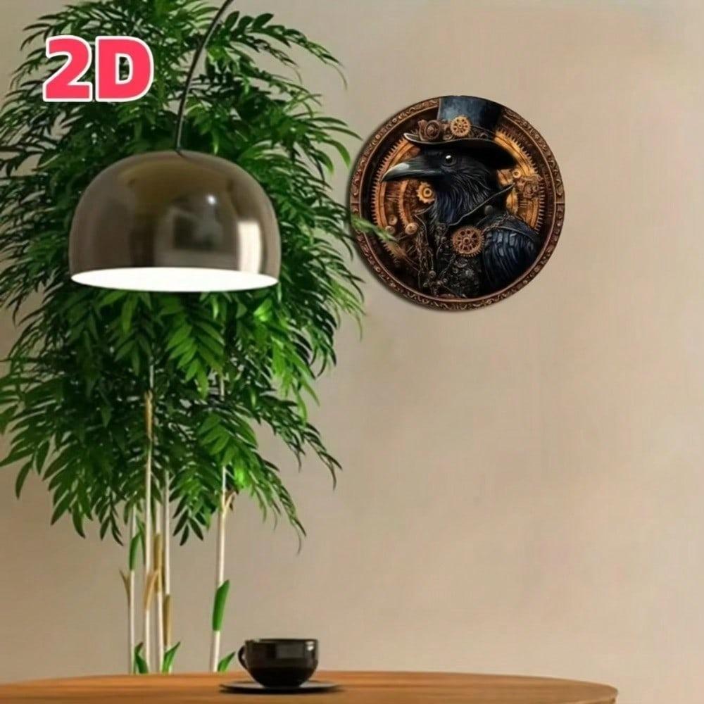 Vintage Metal Raven Wall Art Decor for Home Office Bar Cafe Gift