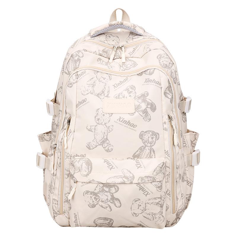 Simple travel computer backpack casual solid color bear shoulders junior high school students large capacity student bag schoolbag