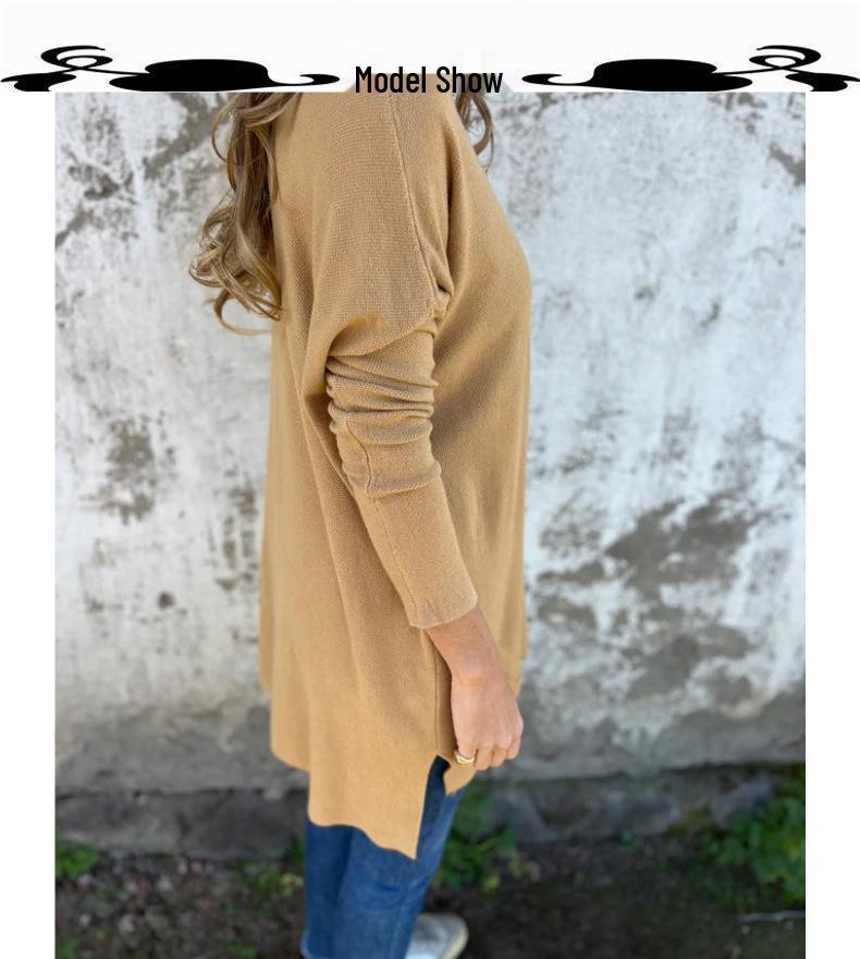 European & American 2026 Spring/Autumn Solid V-neck Knit Loose Women's Top