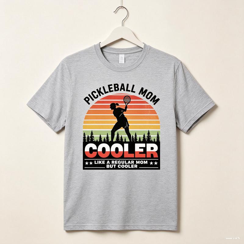 Pickleball Mom Cooler TShirt Vintage Sunset Sport Graphic Tee Casual Short Sleeve Shirt for Unisex Gift Streetwear Player Lover