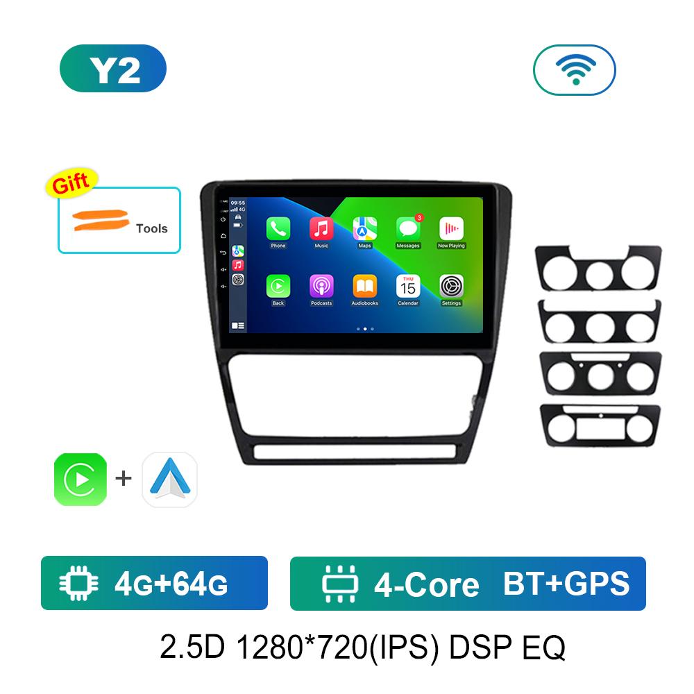 Car Video Multimedia Player GPS for Skoda Octavia 2 A5 2004 - 2013 Carplay WiFi Android Intelligent System 4G HD Touch Screen