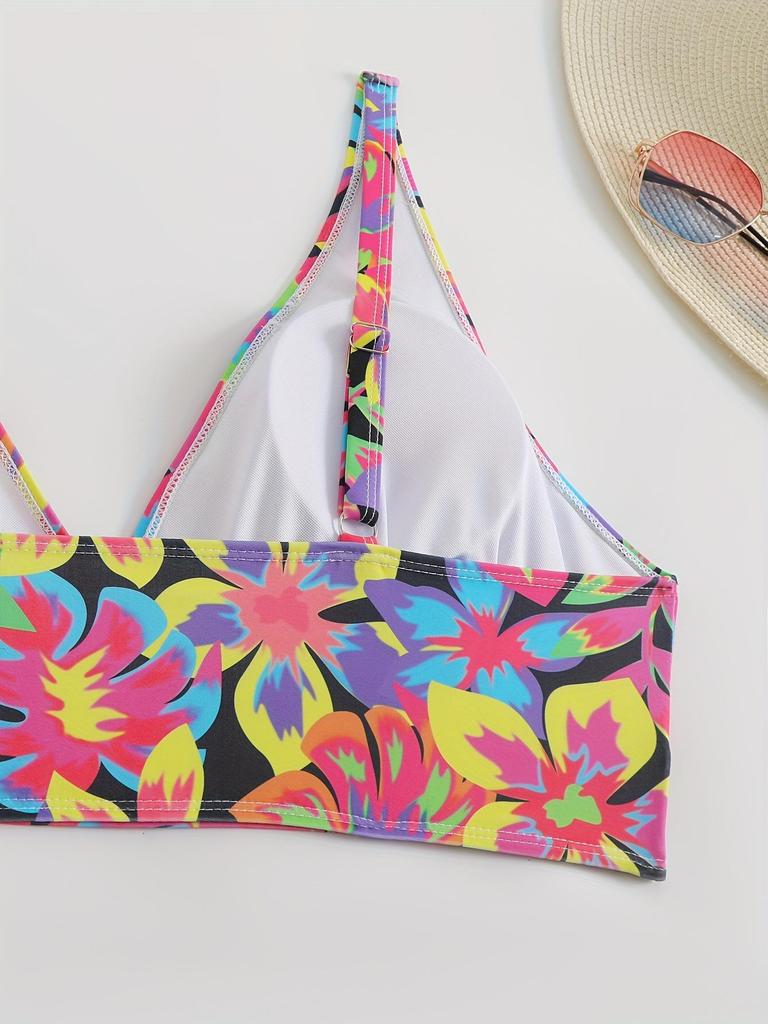 Cross-Border Split Bikini: Sexy Bandeau Print Triangle Swimwear for Women