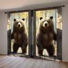 2-Panels Standing Brown Bear Semi Blackout Curtains   Half Blackout Suitable for Artistic Home Decorative Curtains