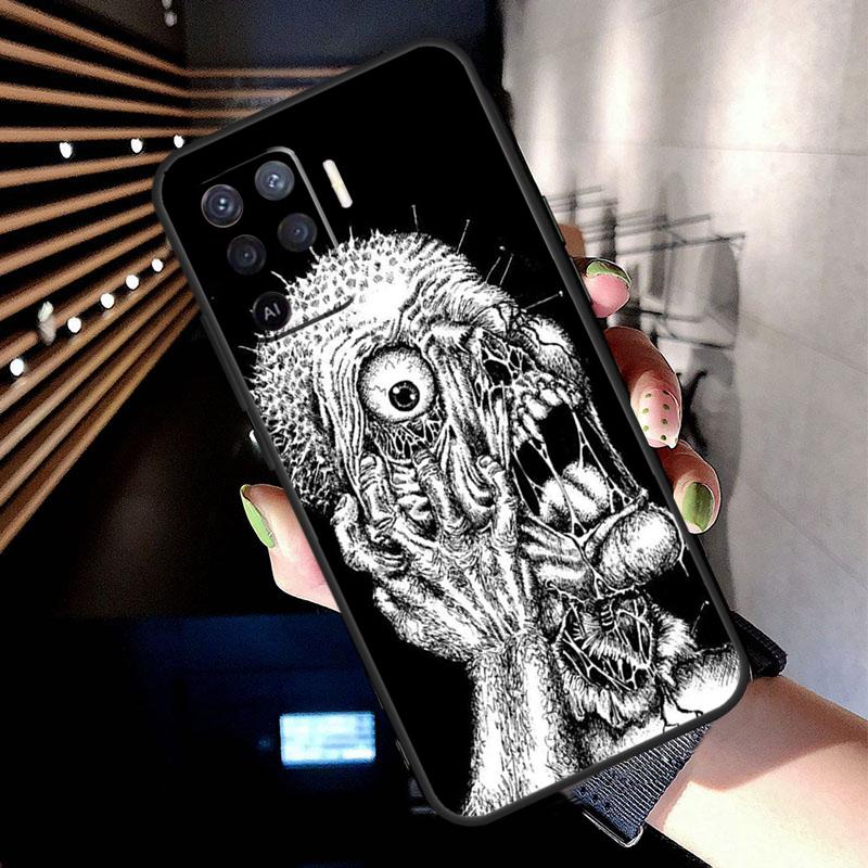 Gothic Fashion Skull Case For OPPO A96 A76 A16 A94 A74 A54 A53 A57 S A15 A52 A72 A93 A5 A9 A31 A17 A77 A78 Coque