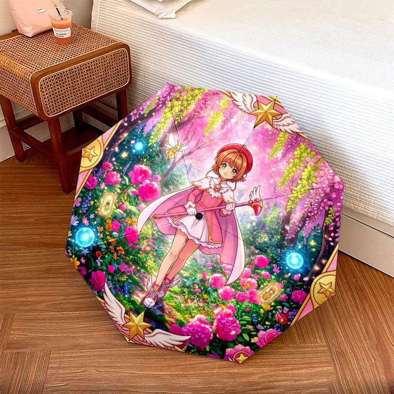 

1PC Automatic Folding Umbrella Cardcaptor Sakura Pattern 8 Ribs Portable Foldable Travel Umbrella Christmas Birthday Gift