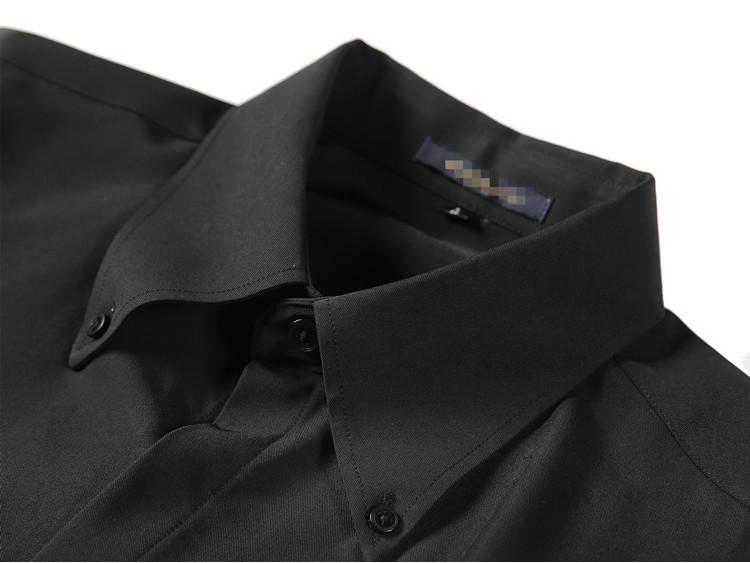 Men's Long-Sleeve Non-Iron Shirt with Hidden Placket and Big Point Collar – Korean Style, Casual Temperament