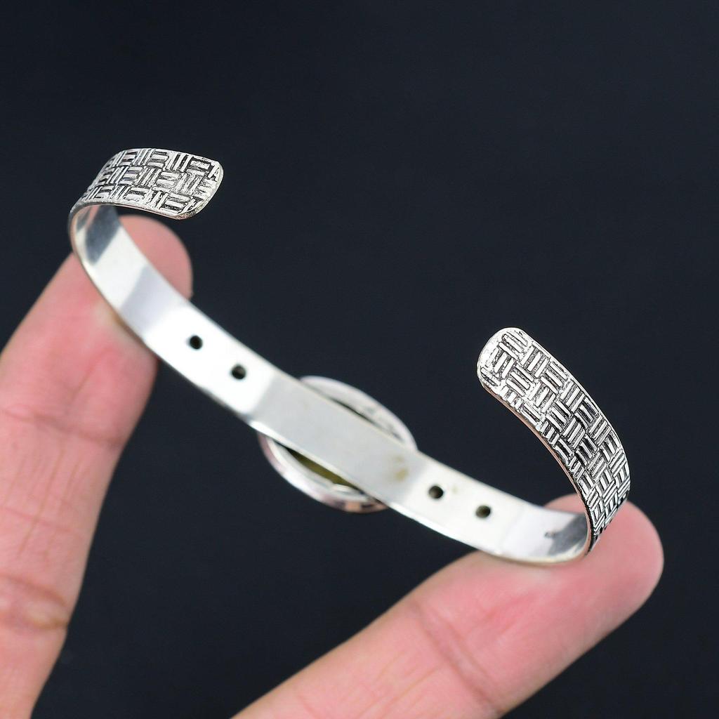 Pedra Jaspe Policromado Oval Ametista Verde Prata Esterlina Irmã Bracelete Boho