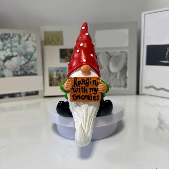 Christmas Gnome Figurine Cartoon Sitting Faceless Dwarf Resin Statue Sculpture Home Office Desktop Decoration Ornament