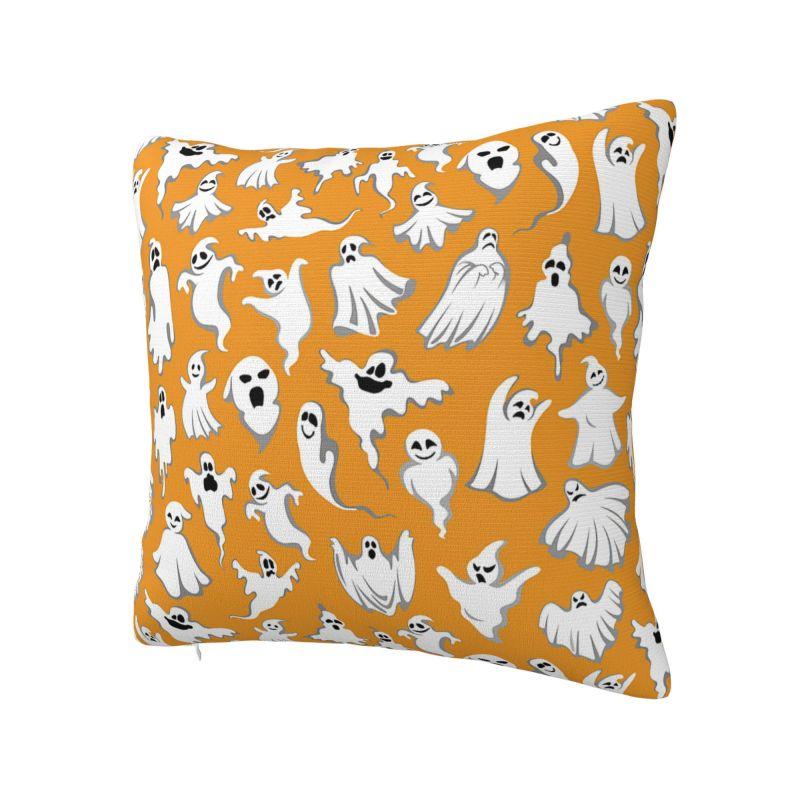 Halloween Horror Orange Ghost Pattern Pillowcover Decoration Cushions Cover Throw Pillow Case for Living Room Double-sided