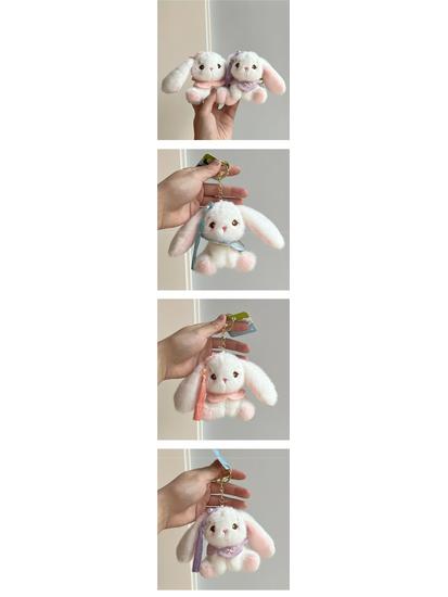 Vintage Bunny Plush Keychain - Adorable Bag Charm & Schoolbag Accessory
