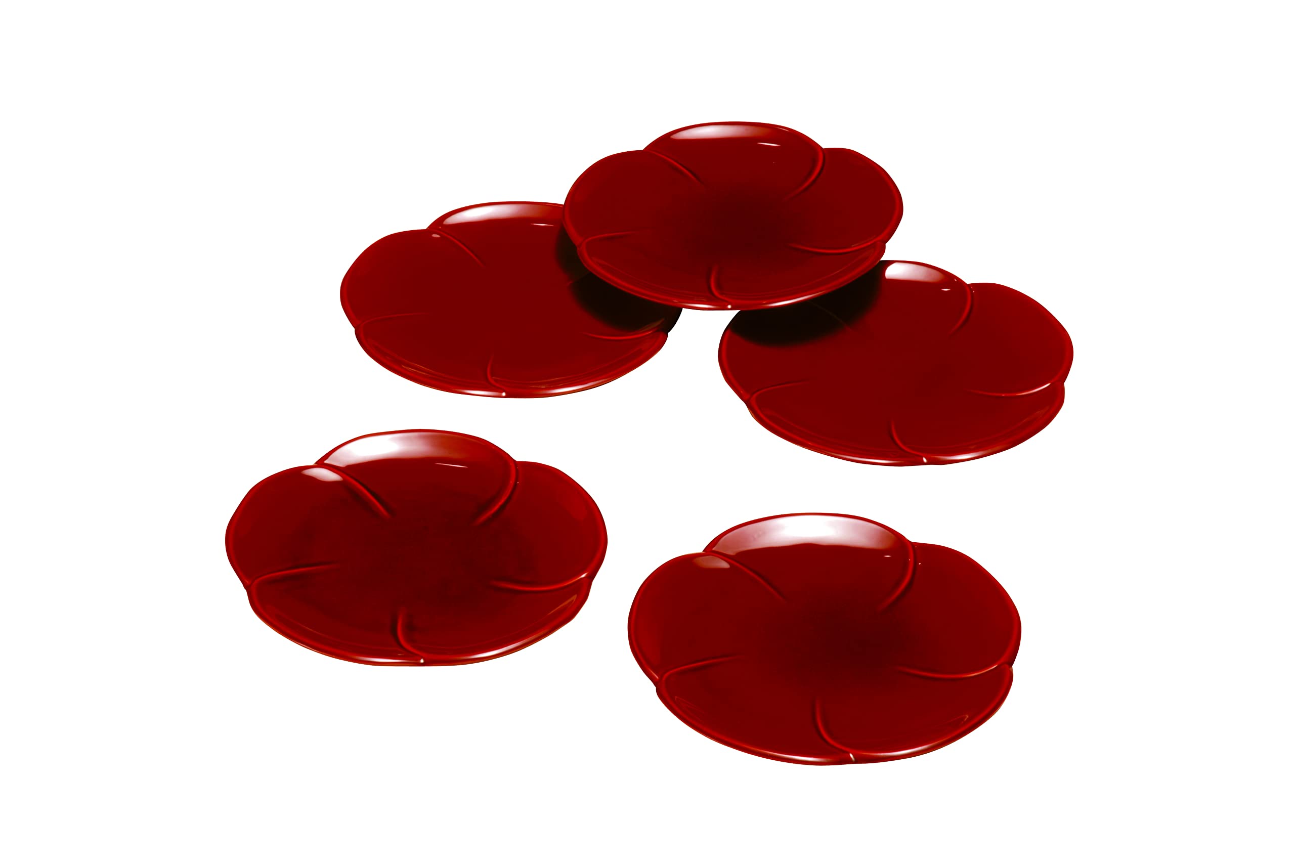 

Set of 5 Kishu Lacquerware Individual Shunkei Perfect for Japanese Kishu Japanese Style Plum-Shaped Plates, 4.5cm, Double-Sided, Lacquer, 22-63-3,