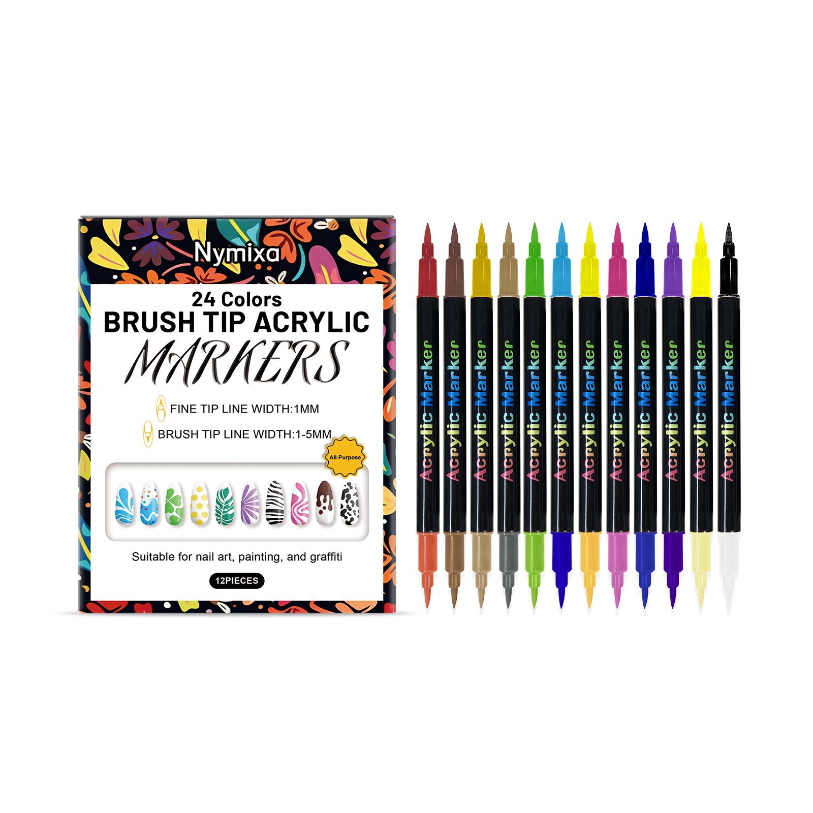 Nymixa Quick-Drying Double-Ended Nail Art Pen Set: Bright Colors, Beginner-Friendly