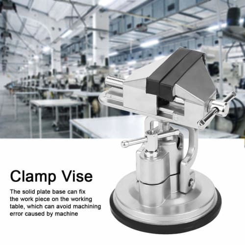 Asixx Rotating Clamp Vise, 360 Rotating Table Vise, Aluminum, Work Tool, Fixed, Silver