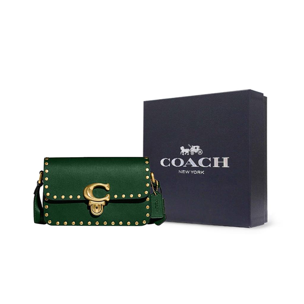 New COACH Studio Cow Leather Crossbody Bag Shoulder Bag Small Size Women's Green CC384-B4CZS