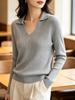 Women's Autumn Winter Polo Collar Knit Sweater Pullover