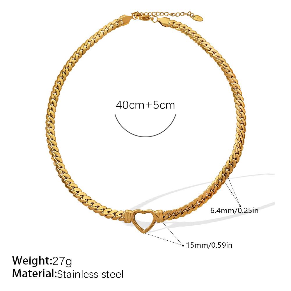 Cold Wind Gold Love Pendant Necklace Clavicle Chain Stainless Steel Gold Plated Personality Versatile Jewelry Women