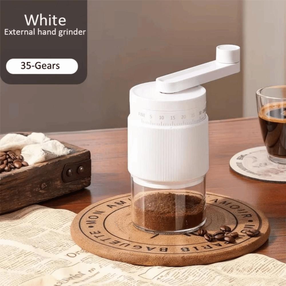 Ceramic Grinding Core Coffee Bean Grinder 35-Gears Adjustable Hand-Cranked Coffee Mill  Camping
