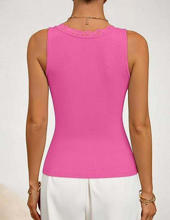 Women's 2026 V-neck Lace Trim Ribbed Knit Sleeveless Camisole