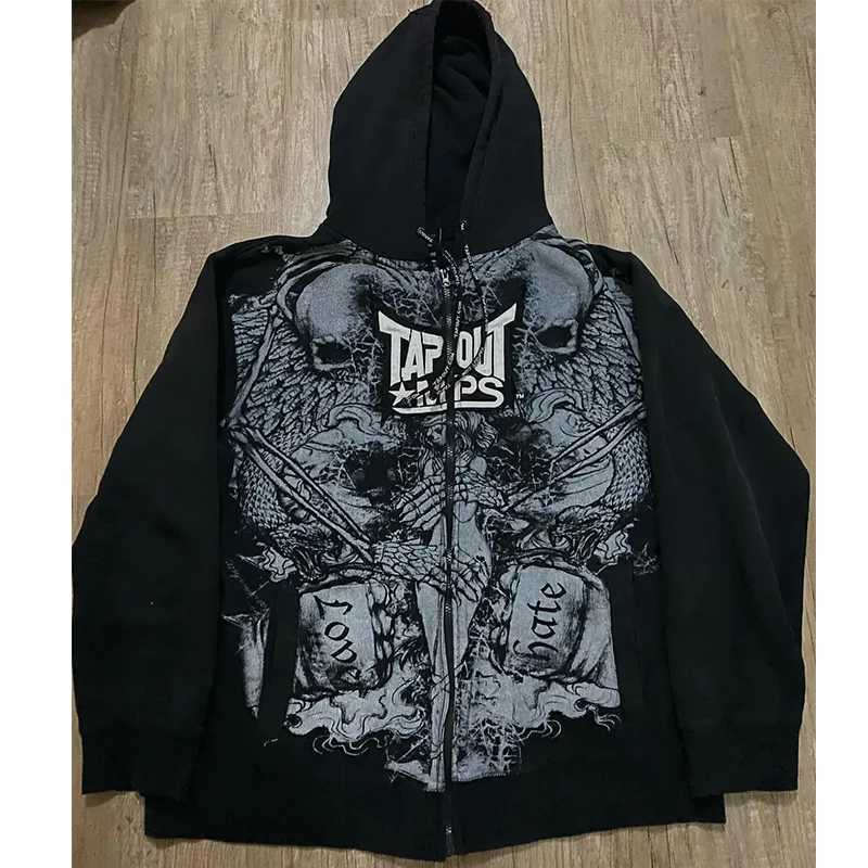 Vintage Frühling und Herbst Ästhetik 3D Gedruckter Gothic Mode Reißverschluss Hoodie Hip Hop Sportbekleidung Lässiger Pullover