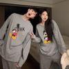 Couple's Long Sleeve Pajama Set for Women - Spring/Fall Style with Round Neck and Long Pants, Imitation Cotton.