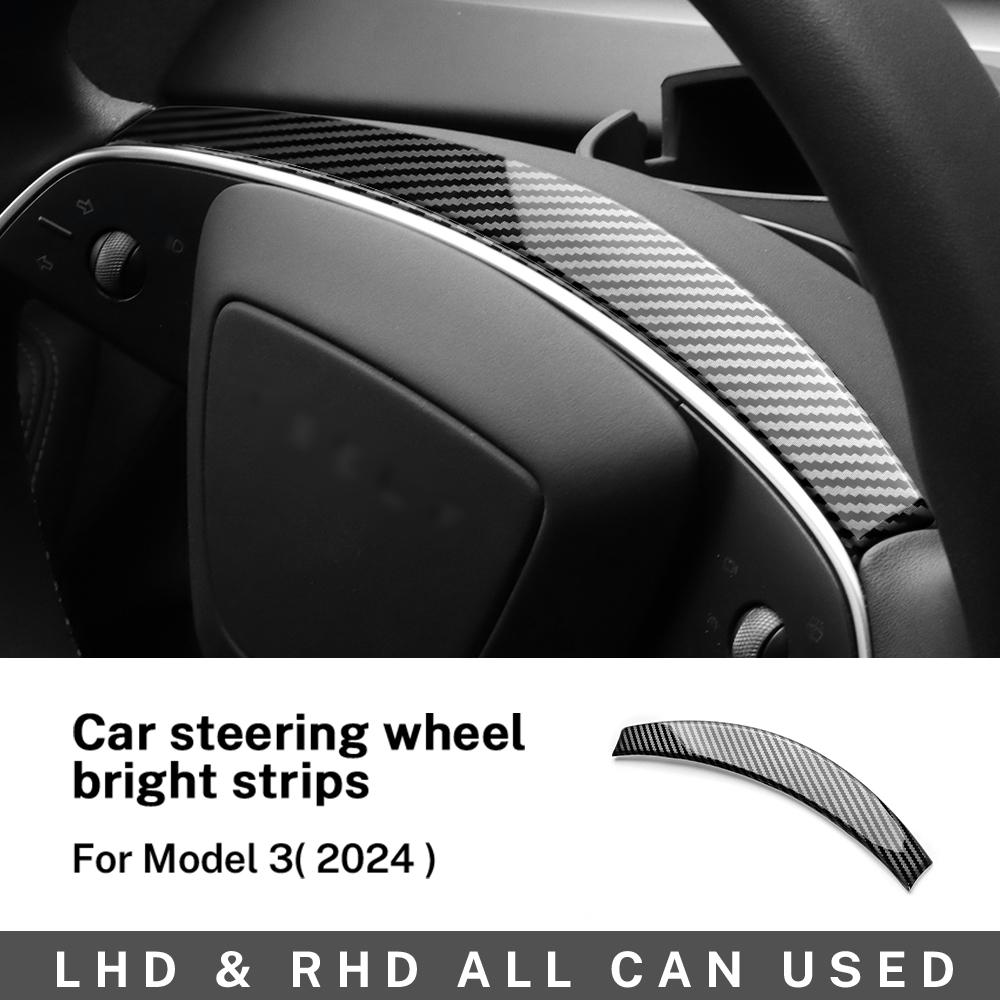 ABS Carbon Fiber Steering Wheel Frame Cover For Tesla Model 3 Highland 2025 Model Y Juniper 2025 Trim Car Interior Accessories