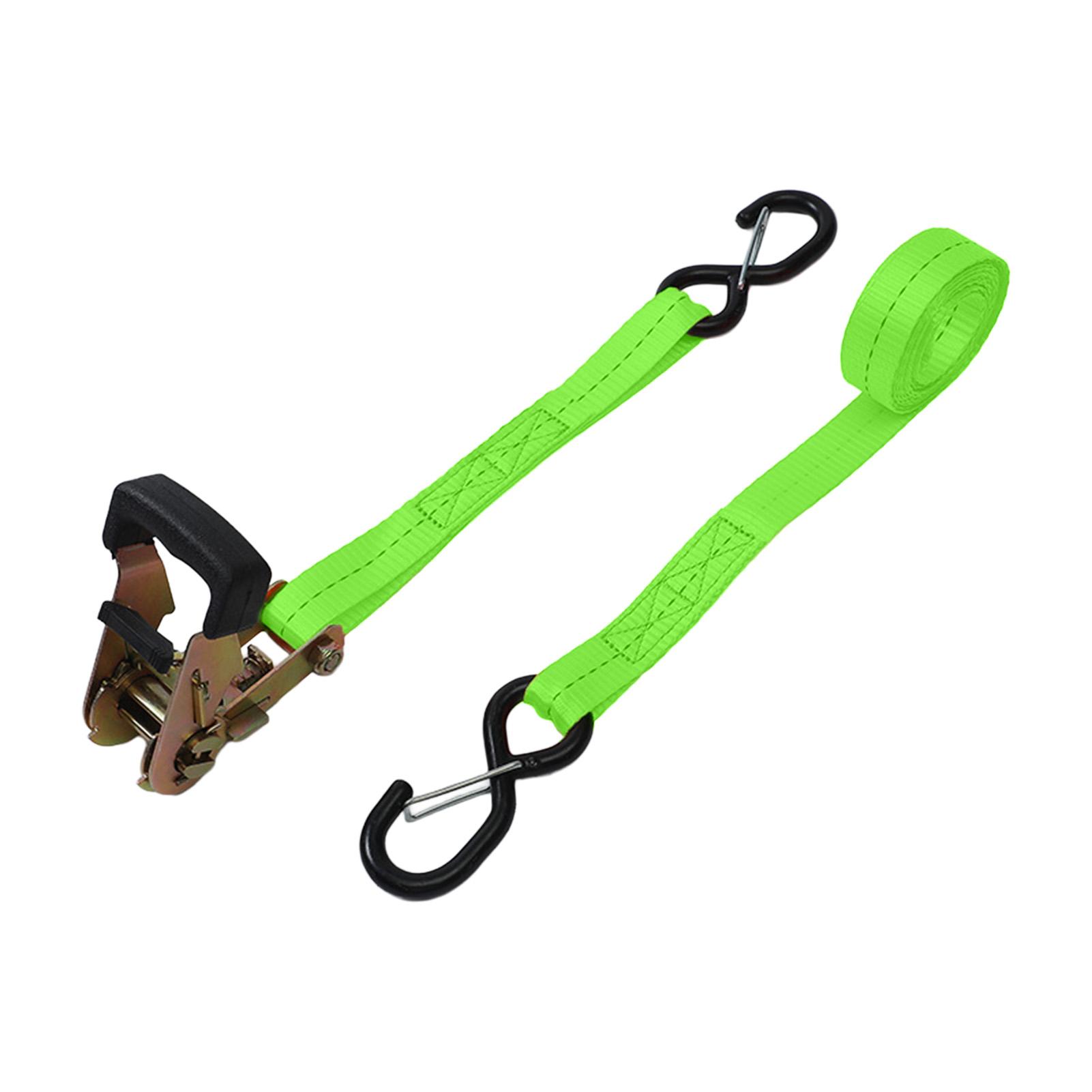 

25 мм Крепежная веревка Фиксатор Прочные трещоточные ремни для крепления груза Багажа с противоскользящей пряжкой зелёный