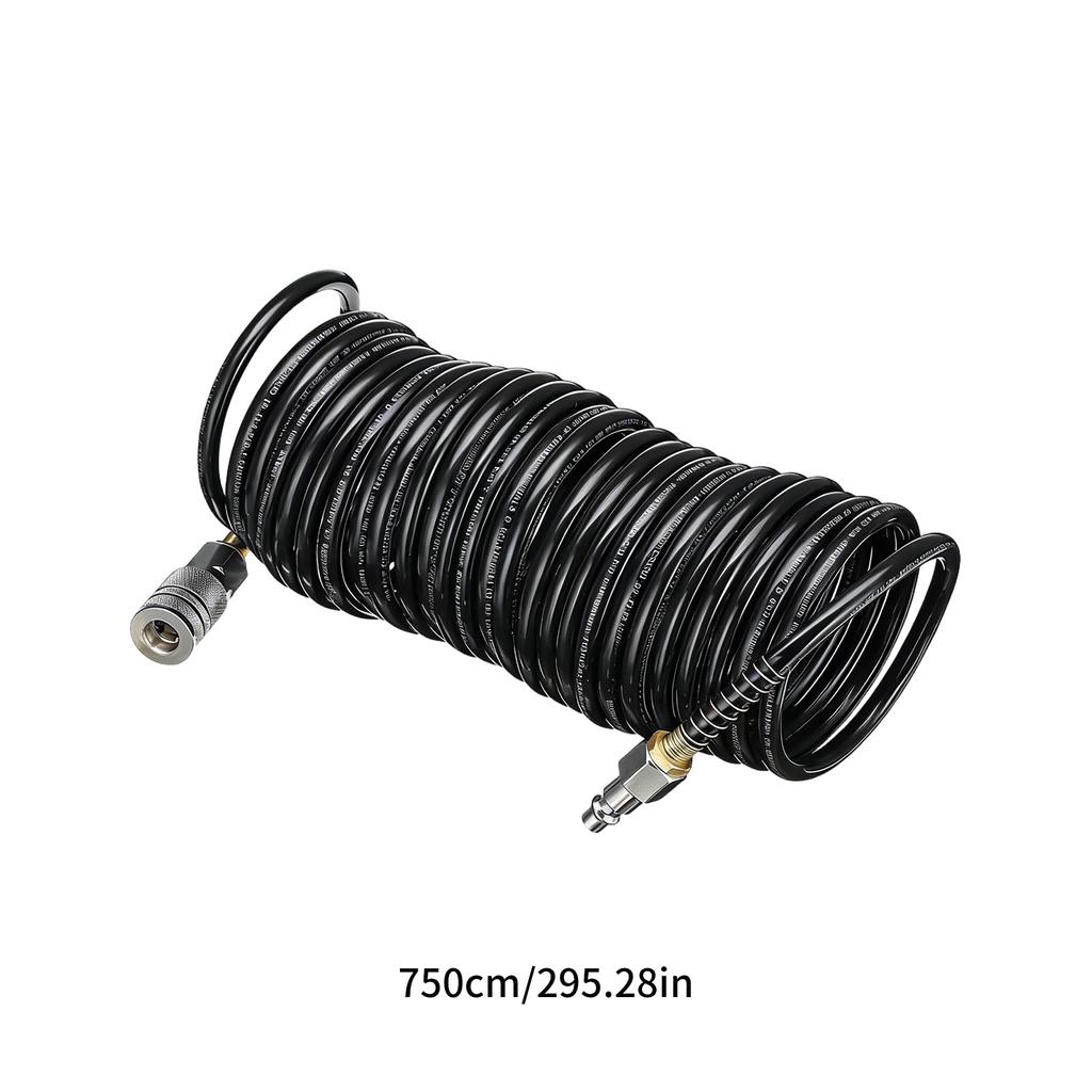 Pneumatic Tubing Quick Coupling Pipe Pneumatic Tool Part Coiled Flexible Air Hose Air Compressor Hose 7.5m Tubing