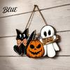 Rustic Pumpkin Wall Plaque Halloween Wooden Door Sign Ghost Boo Black Cat Welcome Hanging Ornament Sign for Trick or Treat Party Indoor Outdoor Porch