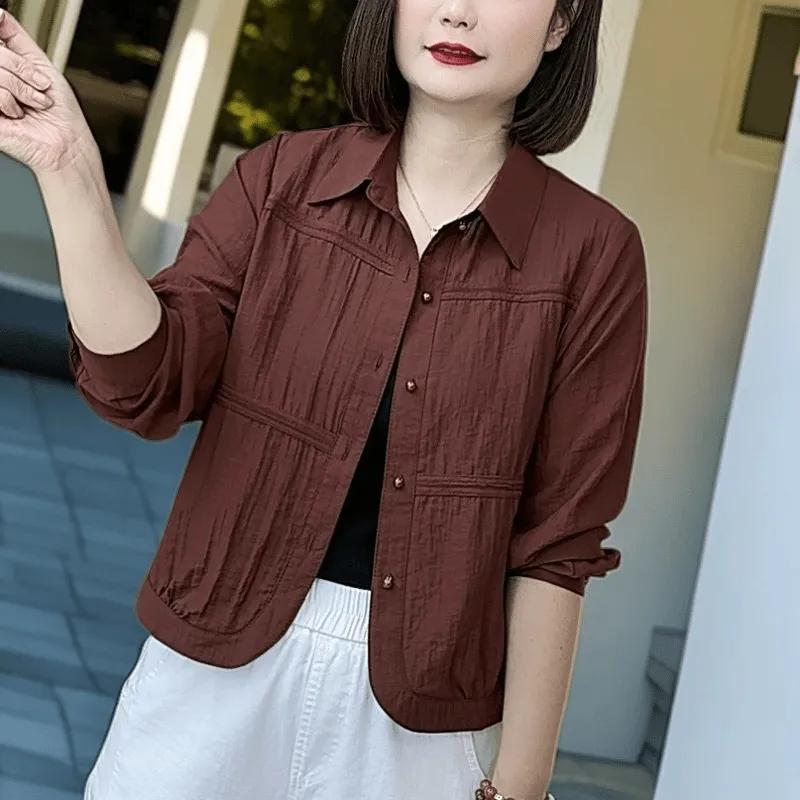 Camisas Tops Primavera Verão Mulheres Manga Longa Camisa Jaqueta Moda Feminina Coreana Cardigan Blusa Casaco
