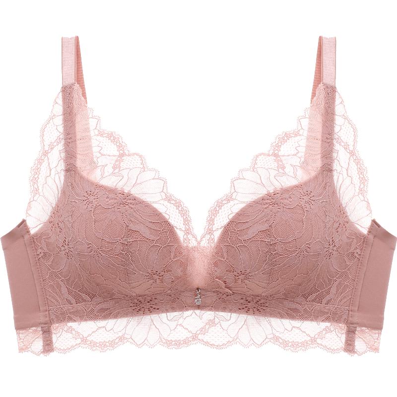 Oudifen Women's Wireless Push-Up Lace Antibacterial Bra (XB1533/XB1521)