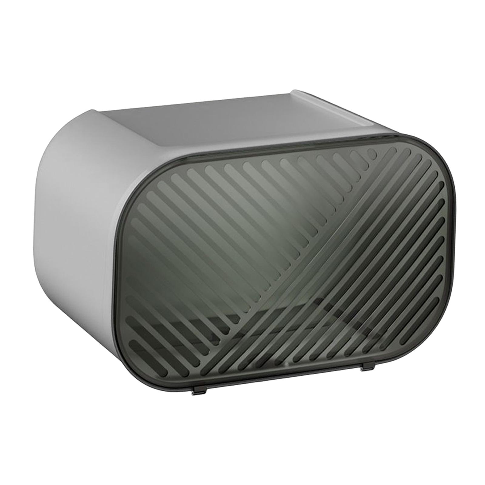 Paper Roll Holder Tissue Box with Shelf Paper Towel Holder Nail Free Transparent серый