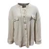 Women's Solid Color Loose  Sleeve  Knitted Button Shirt Frayed Hem Top
