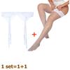 2Pcs Women'S Adjustable Non-Slip Stockings High Waist Garter Belt Plus Size Sock Set Lace Mesh Suspender One-Piece Pantyhose Xxl