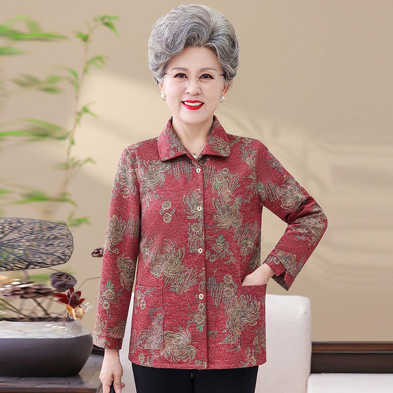 

Elderly Women s Spring & Autumn Wear: Long-Sleeve Shirts & Thin Jackets for Mothers & Grandmothers XL 80-100 jin червоний