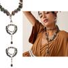 Bohemian Style Long Metal Necklace With Gem Accents For Women Summer Wear