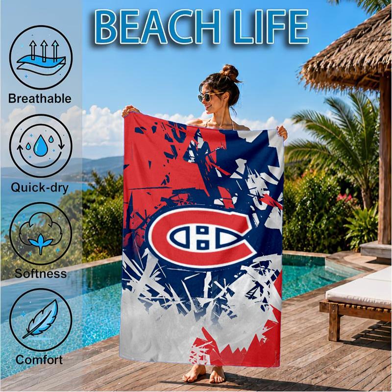 Asciugamano da Spiaggia Squadra di Hockey Canadiens, Microfibra Super Morbida, Regalo Perfetto per Lei/Lui, Compleanno, per Piscina, Spiaggia, Viaggio, Decorazione Festa in Spiaggia