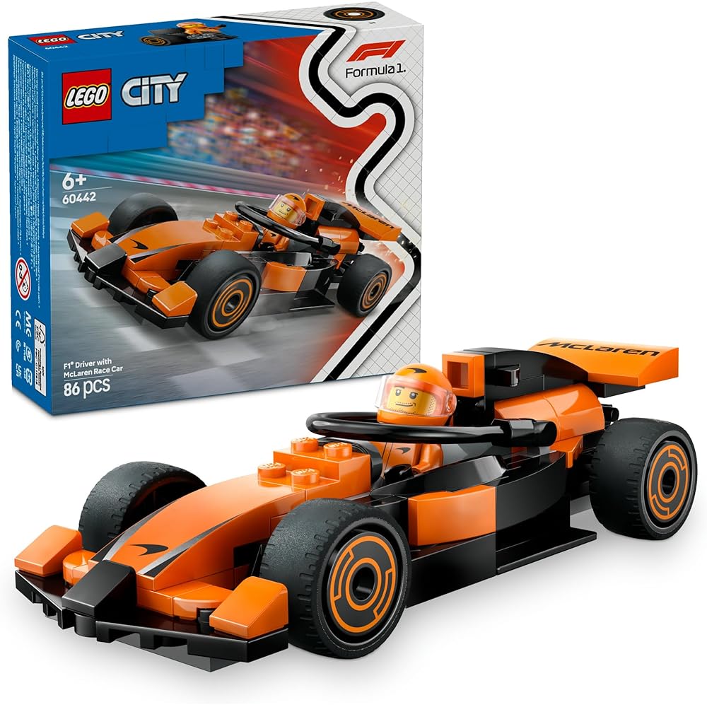 

LEGO City F1 McLaren Race Car Toy Set with Driver for Kids 6-9 Years Old Building Blocks Vehicle 60442