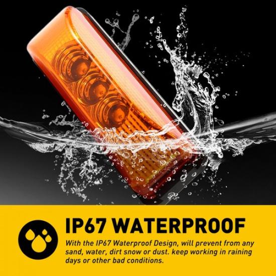 4Pcs Amber 3 LED Side Marker Clearance Light Waterproof Trailer Truck RV 12V 24V