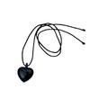 Spade Heart Leather Hemp Rope Necklace: Adjustable, Stylish Collarbone Chain
