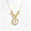 White Black Red Enamel Art Cross Zirconia Pendant Necklace: New Fashion for Women Party Pearl Chain Choker Religious Prayer Gift