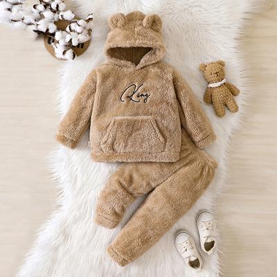 2-teiliger Anzug für den Winter, Kinderoverall mit Kapuze, Hose aus Plüsch, Tierform, geeignet für Kinder unter 5 Jahren