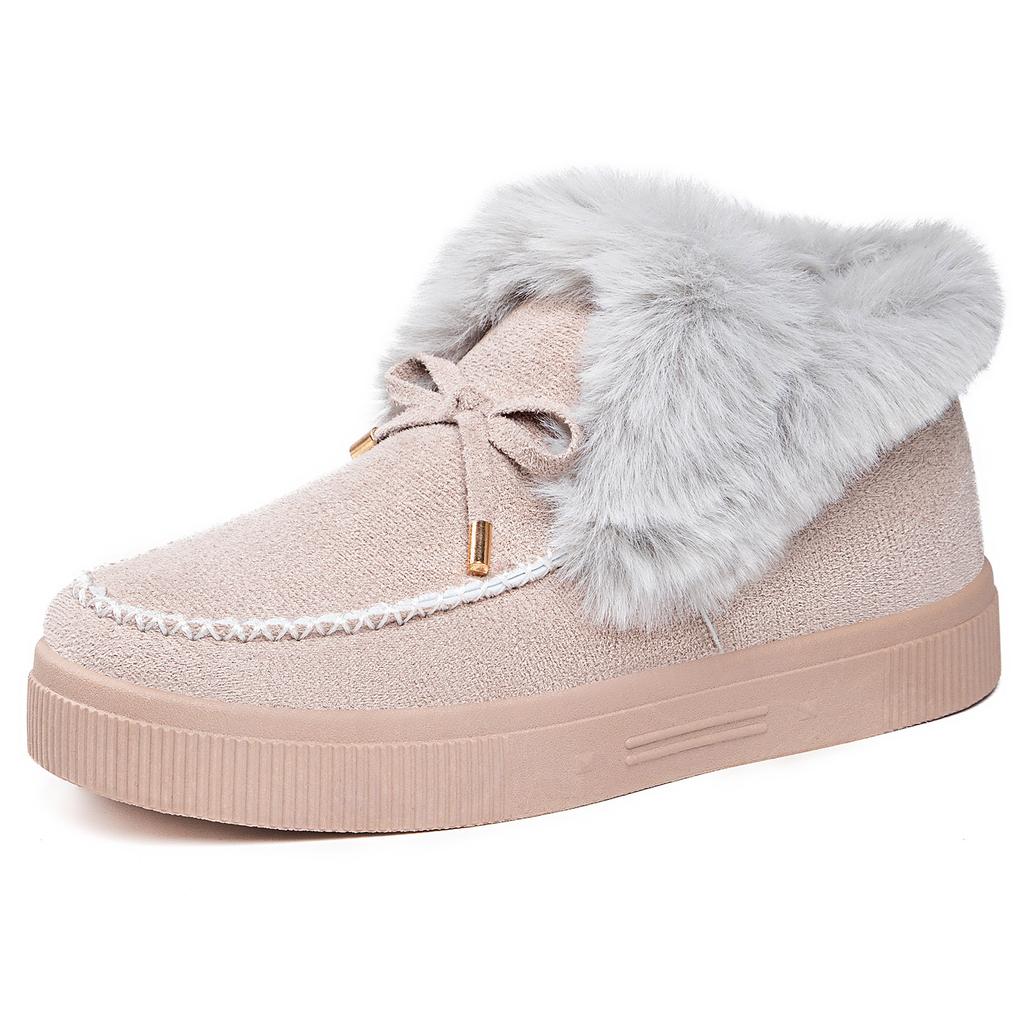Cotton Shoes, Women's Fur Shoes, Butterfly Knot Snow Boots, Cold Resistant and Warm Women's Boots, Trendy and Versatile Women's Cotton Boots