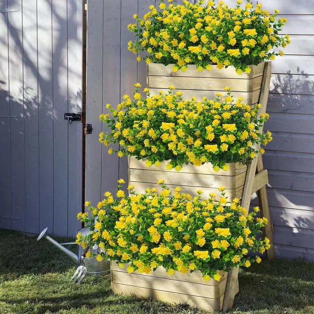 1Bundle Artificial Flowers Outdoor Greenery Shrubs Plants Fake Flower Wall For Office Home Living Room Wedding Garden Decoration